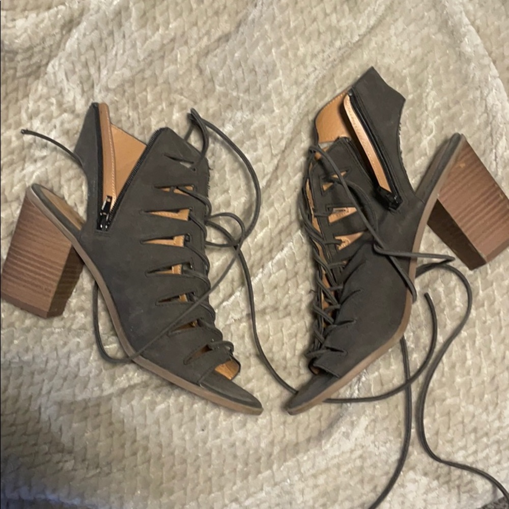 Lace up block heels